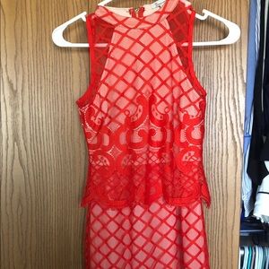 Beautiful Red & Cream Sleeveless Dress